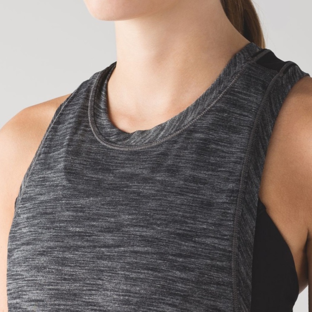 ❌CLEARANCE Lululemon Work The Circuit With Sports Bra Heathered Black Tank Top - Picture 7 of 15